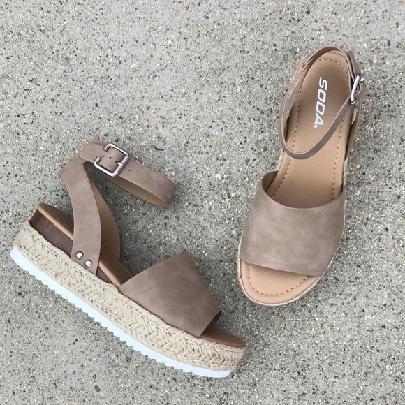 Best Seller Soda Topic Natural Espadrille Platform Sandals Nu Shuz Key West - Picture 2 of 8